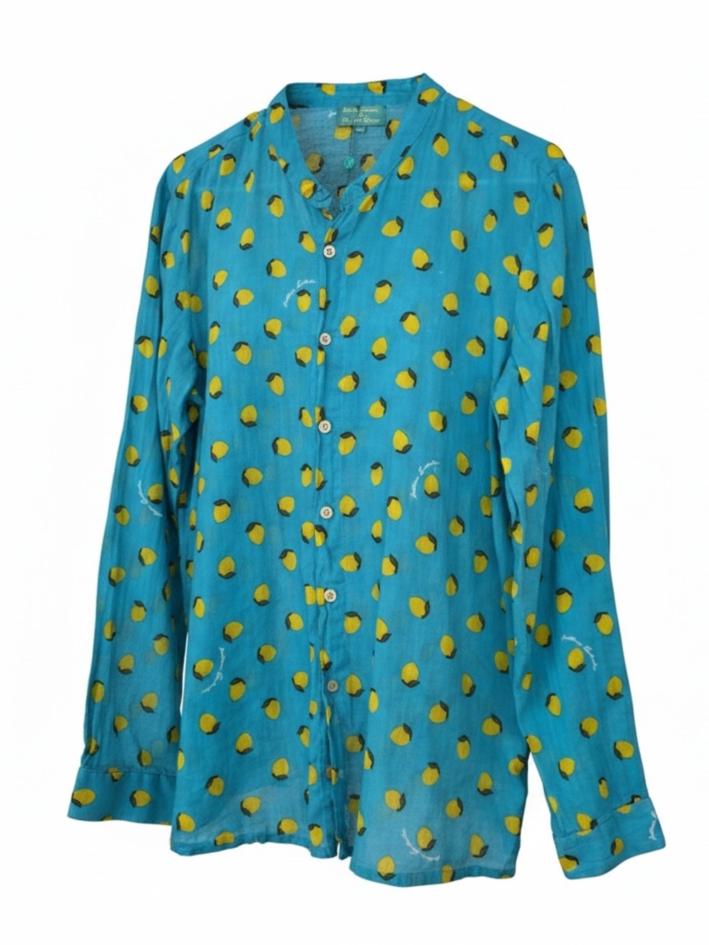 Antica Santoria 100% Cotton Lemon-Print Button-Front Shirt - Size M/L